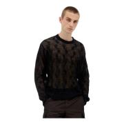 Cable-Knit Crewneck Sweater Stüssy , Black , Heren