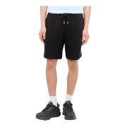 Fleece Logo Patch Shorts Moncler , Black , Heren