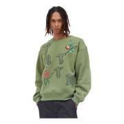 Bloem Geborduurde Crewneck Sweatshirt Patta , Green , Heren