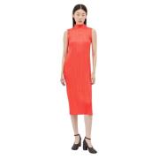 April Midi Jurk Geplooide Constructie Issey Miyake , Orange , Dames