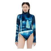 Fluwelen Bodysuit Fashion Fiction Collectie Jean Paul Gaultier , Blue ...