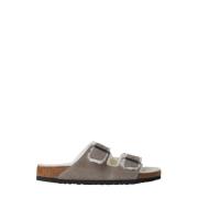 Shearling Twee Band Sandalen Birkenstock , Gray , Heren