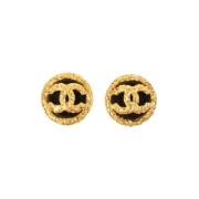 Pre-owned Metal earrings Chanel Vintage , Yellow , Dames