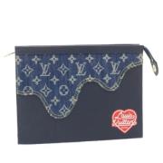 Pre-owned Leather clutches Louis Vuitton Vintage , Blue , Dames