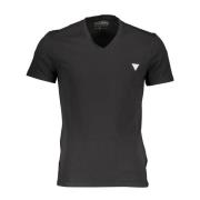 Zwart Katoenen T-Shirt, Klassieke Pasvorm Guess , Black , Heren