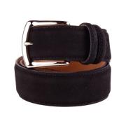 Elegante zwarte suède leren riem Made in Italia , Black , Heren