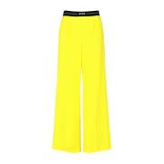 Gele Wollen Broek Rechte Pijp Msgm , Yellow , Dames