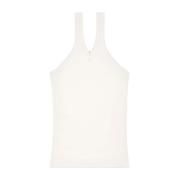 Witte Geribbelde Geborduurde Top Courrèges , White , Dames