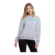 Logo Sweatshirt Ronde Hals Katoen Polyester Trussardi , Gray , Dames