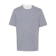 Grijze Katoenen Gelaagde T-shirt Jersey Ontwerp Brunello Cucinelli , G...