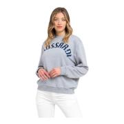 Logo Sweatshirt Ronde Hals Katoen Polyester Trussardi , Gray , Dames