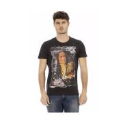 Eenvoudig Zwart Print T-Shirt Trussardi , Black , Heren