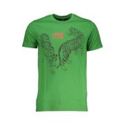 Print Logo Ronde Hals T-Shirt Cavalli Class , Green , Heren