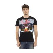 Gedurfd Print Zwart Tee Stijlvol Trussardi , Black , Heren