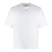 Geribbelde katoenen T-shirt Off White , White , Heren