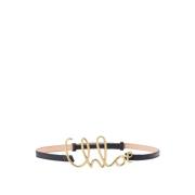 Leren Riem met Metalen Logo Gesp Chloé , Black , Dames