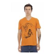 Action T V-hals Logo T-shirt Trussardi , Orange , Heren