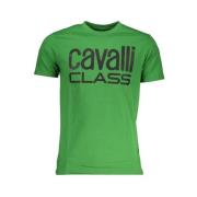 Print Logo Ronde Hals T-Shirt Cavalli Class , Green , Heren