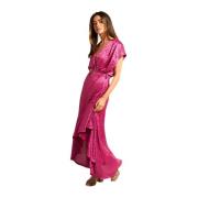 Flowing Textured Dress Alma EN Pena , Pink , Dames