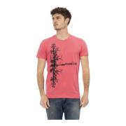 Zomer Heren T-shirt met Logo Patroon Trussardi , Pink , Heren