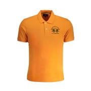 Oranje Katoenen Poloshirt met Korte Mouwen La Martina , Orange , Heren