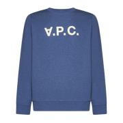 Ronde Hals Sweatshirt Indigo Blauw A.p.c. , Blue , Heren