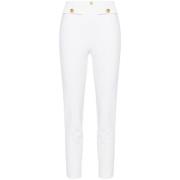 Witte Broek Crêpe Effect Slim Fit Elisabetta Franchi , White , Dames