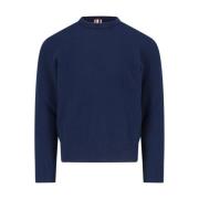 Tricolor Crewneck Sweater Thom Browne , Blue , Heren