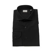 Elegant Slim Fit Overhemd met Franse Kraag Bagutta , Black , Heren