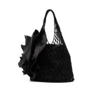 Gehaakte Bloem Mini Tas Zwart Magda Butrym , Black , Dames