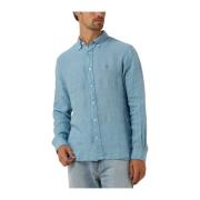 Blauw Casual Overhemd Pigment Geverfd Tommy Hilfiger , Blue , Heren