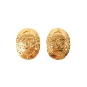 Pre-owned Metal earrings Chanel Vintage , Yellow , Dames