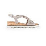 Iridescent Velvet Leather Sandals Gabor , Gray , Dames