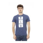 Trendy Heren T-shirt met Logo Patroon Baldinini , Blue , Heren