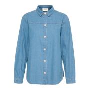 Denim Shirt Bluser Lichtblauw Cream , Blue , Dames