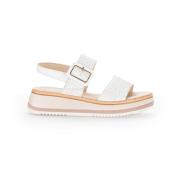 Witte Leren Sandalen Gabor , White , Dames