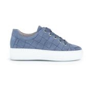 Blauwe Leren Sneaker Trendy Gewatteerde Stijl Gabor , Blue , Dames