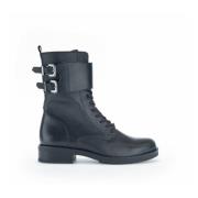 Zwarte Leren Veterschoenen Gabor , Black , Dames