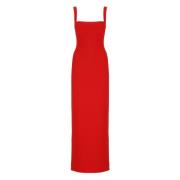 Rode Jurk Rechte Hals Schouderbanden Solace London , Red , Dames