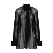 Zwarte Chiffon Rozenblouse Dolce & Gabbana , Black , Dames