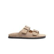 Leren Platte Sandalen Scarosso , Beige , Heren