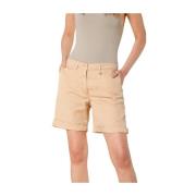 Curvy Chino Bermuda Shorts met Bloemendetails Mason's , Beige , Dames