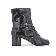 Zwarte Tabi Teen Leren Laarzen Maison Margiela , Black , Dames