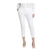 Curvy Chino Broek in Stretch Tencel Mason's , White , Dames