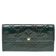 Pre-owned Leather wallets Louis Vuitton Vintage , Green , Dames