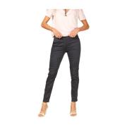 Slim Dames Chino Broek in Stretch Satijn Mason's , Blue , Dames