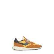 Oranje Leren Sneakers Ronde Neus Autry , Orange , Heren