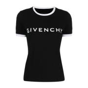 Bicolor Logo Print T-shirt Givenchy , Black , Dames