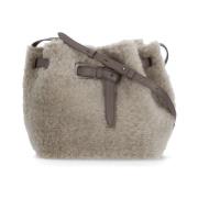 Grijze Bont Schoudertas met Pochette Brunello Cucinelli , Gray , Dames