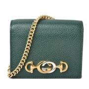 Pre-owned Leather wallets Gucci Vintage , Green , Dames